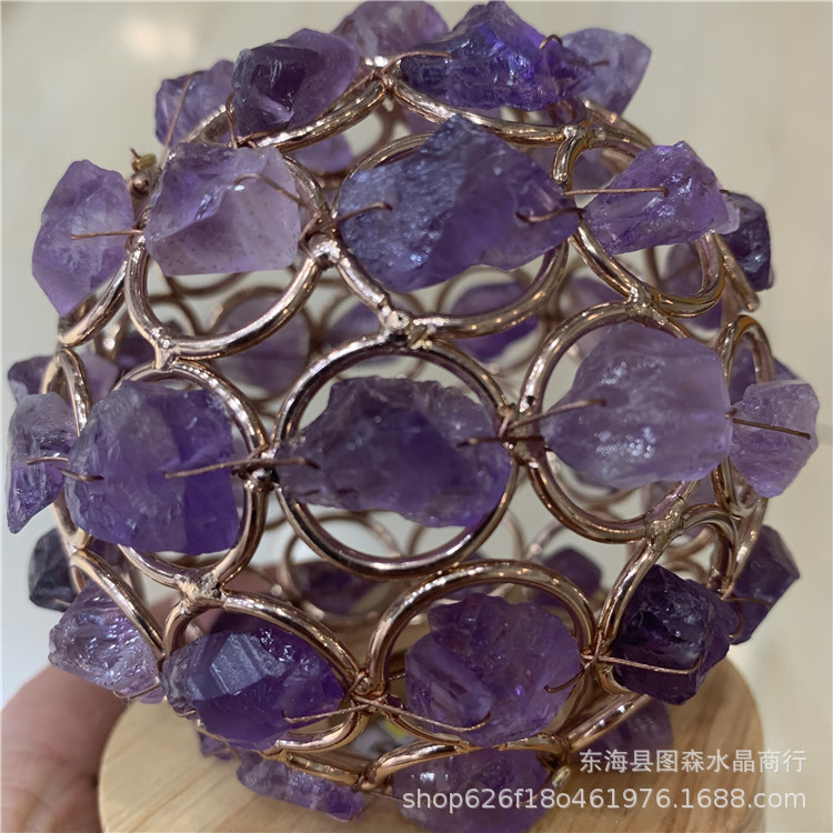 水晶紫水晶碎石编织镂空台灯