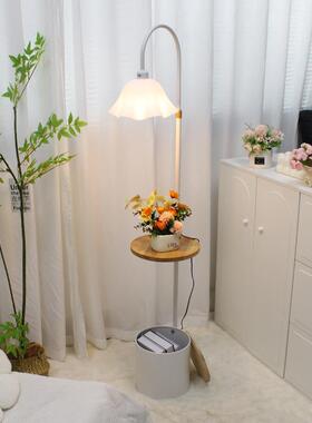 奶油风茶几落22482地灯客式法主卧室边几沙发旁一床厅头柜置物架