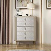 柜现代简约大理石贝玄关 奢卧室斗壳柜电 视美式 轻实木六斗柜新款