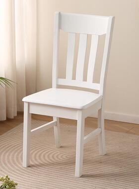 免安榫装全实木椅子靠木背椅餐子椅家用卯结构头凳中式UEA白色餐