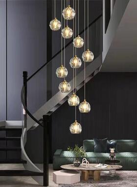 全铜楼楼梯长吊灯现代简约式别转墅loft67380公寓旋楼梯间复轻奢