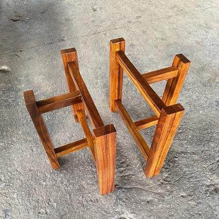 胡桃木角架三架巴SFS花实木板脚架办公桌配件奥坎桌腿支柜架大板