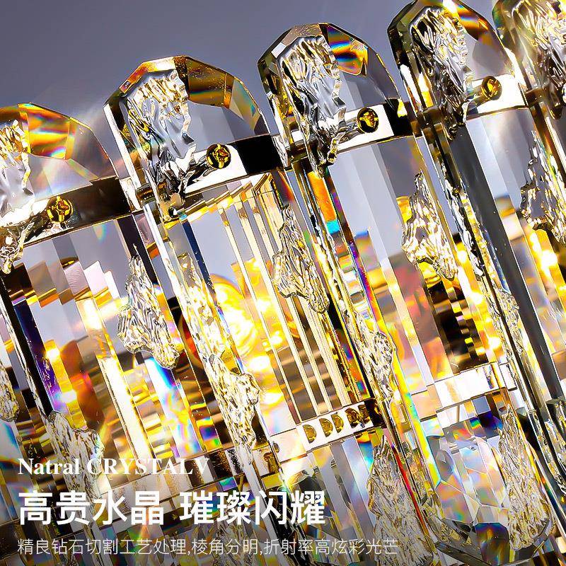 轻奢经典水晶圆形吊灯别墅客厅复式楼客厅灯酒店婚宴厅LED吊灯