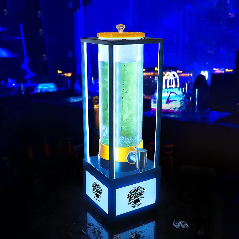 加厚铁架发光充电可乐桶酒炮器KTV专用扎啤3l七彩商用酒吧果汁壶