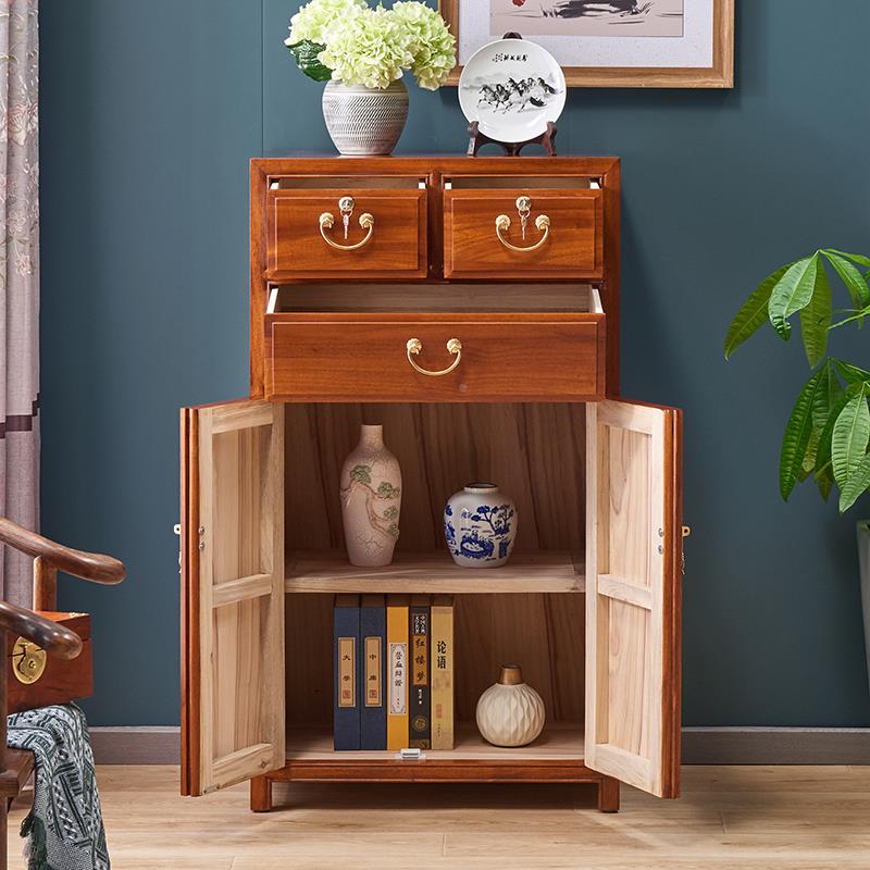 中式香樟五斗斗柜客厅带牌：qita锁屉储物柜边柜卧室实木柜双抽木