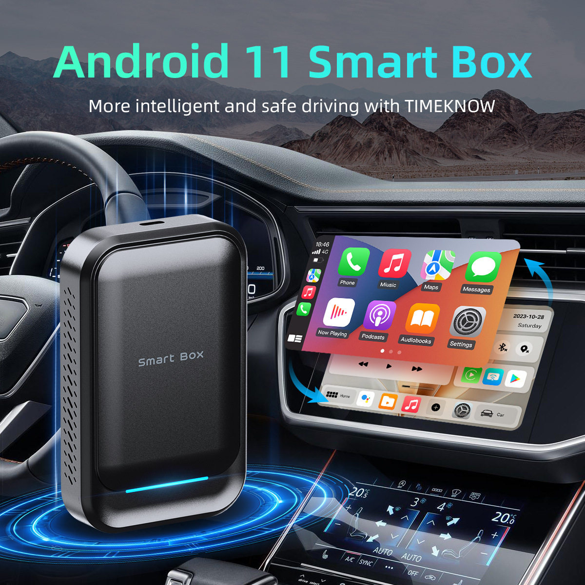 跨境汽车屏CarPlay通用在线视频导航车载视频投屏智能盒子