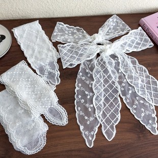 超仙蕾丝发带女百搭长条蝴蝶结发绳森系甜美绑发飘带长条领巾