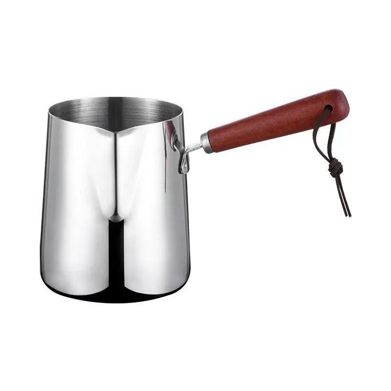 特厚不锈钢热奶锅耐高温煮茶壶泼油锅防烫带刻度热牛奶神器