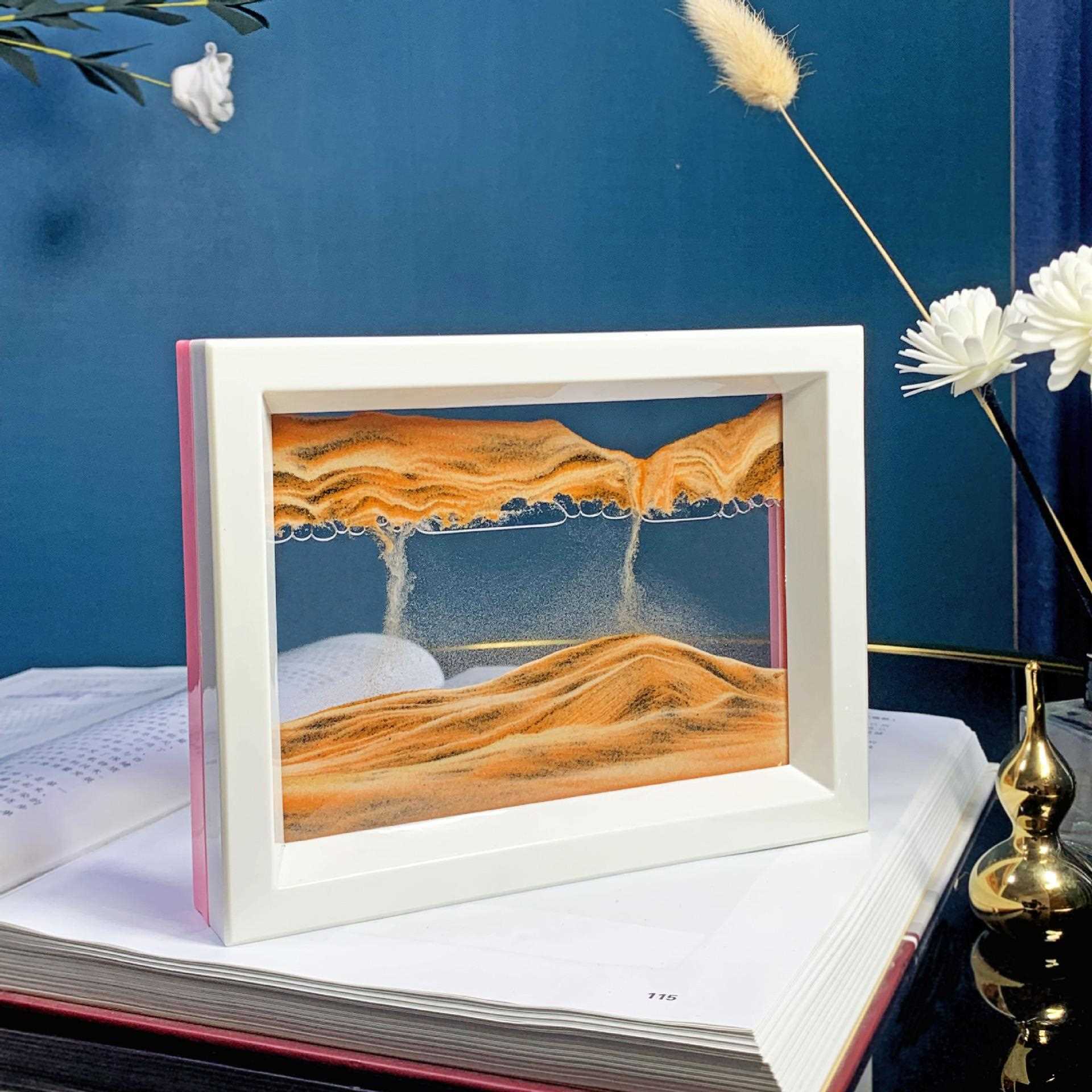直销新款时尚美观竖立式流沙画玻璃工艺品客厅装饰品礼品沙漏书房图片