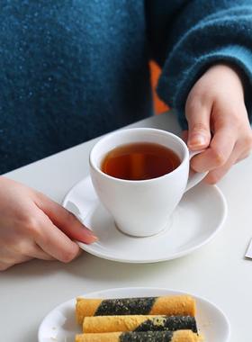 直销新款咖啡杯碟套装 陶瓷白色创意简约欧式拿铁咖啡杯可定制log