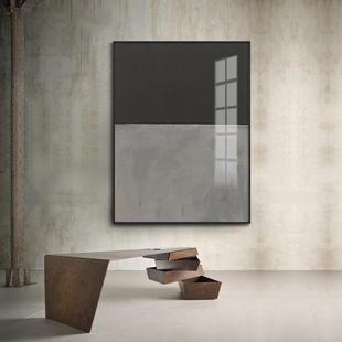 新款直销马克.罗斯科现代玄关装饰画黑白工业风竖版酒店挂画走廊