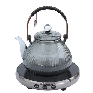 围炉煮茶电陶炉玻璃茶壶家用室内烤茶电陶炉煮茶器V煮茶炉茶壶套
