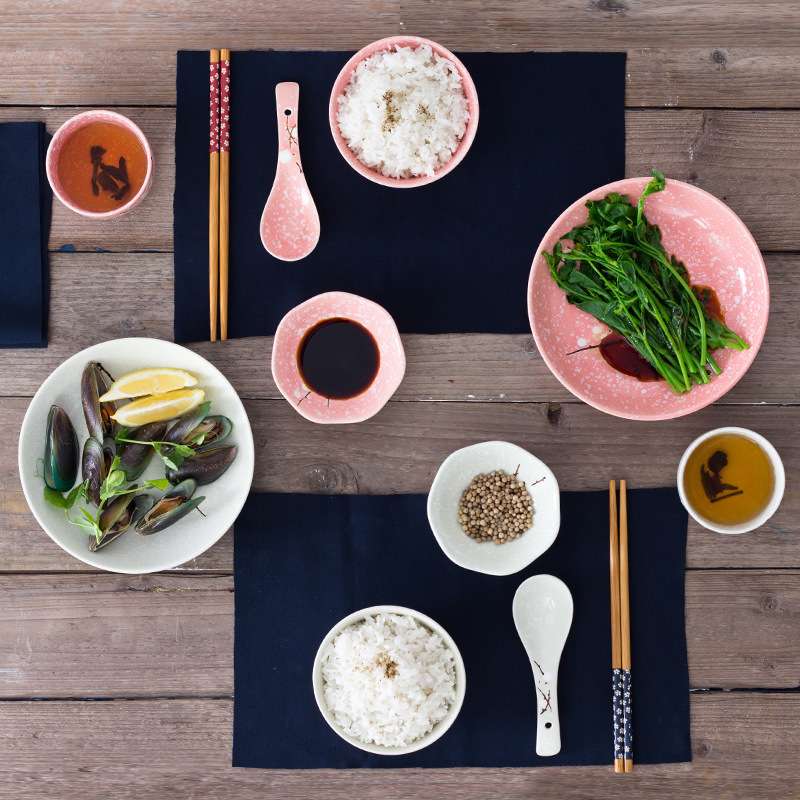 摆台6件套装饭碗味碟筷菜盘子陶瓷餐具单人食供应亚马逊复古风