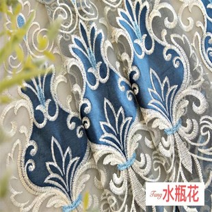 加厚欧式 新款 雪尼尔绣花窗帘窗纱客厅卧室阳台全遮光窗.帘成品加