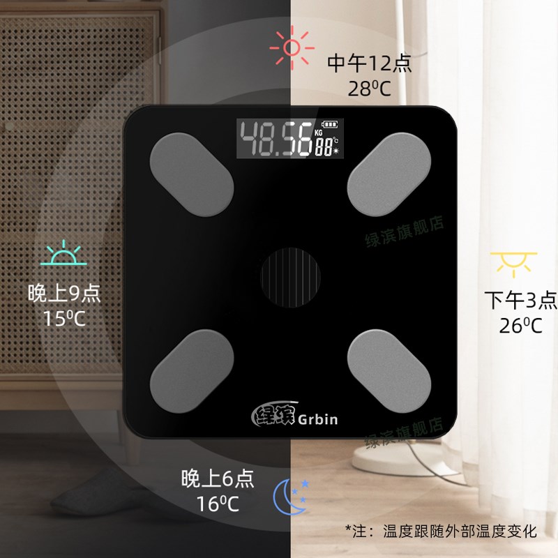 绿滨宾体脂秤减肥专用智能精准体重家用电子秤小型充电体脂秤正品图片