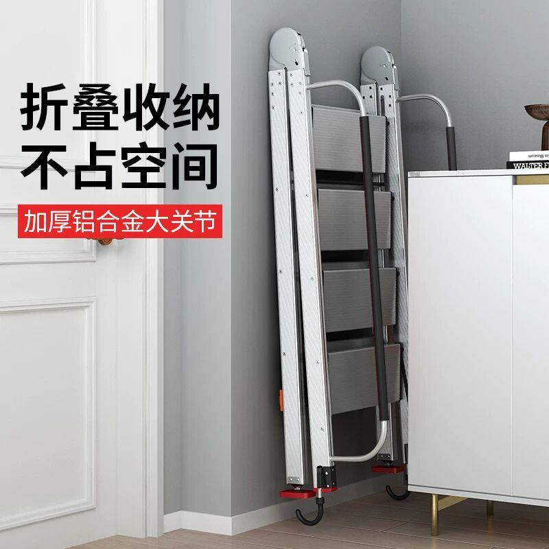 家用梯子加厚铝合金折叠伸缩室外二层平台阁楼梯移动带钩直梯楼梯