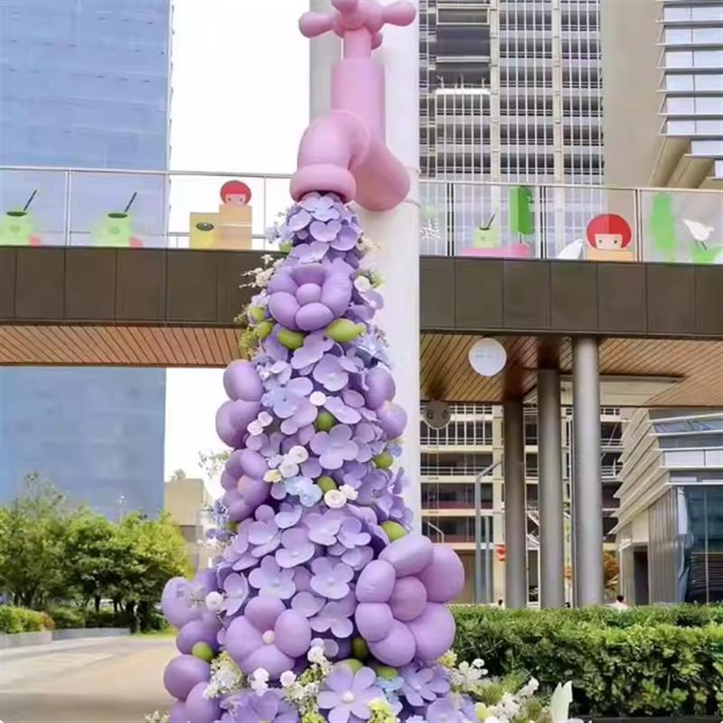 幼儿园春天场景布置氛围装饰商场门店铺活动气球背景墙kt展板美陈