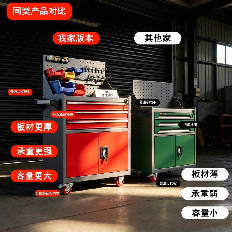 汽修工具车加厚移动维修工具柜铁皮柜带抽屉车间用重型五金小推车