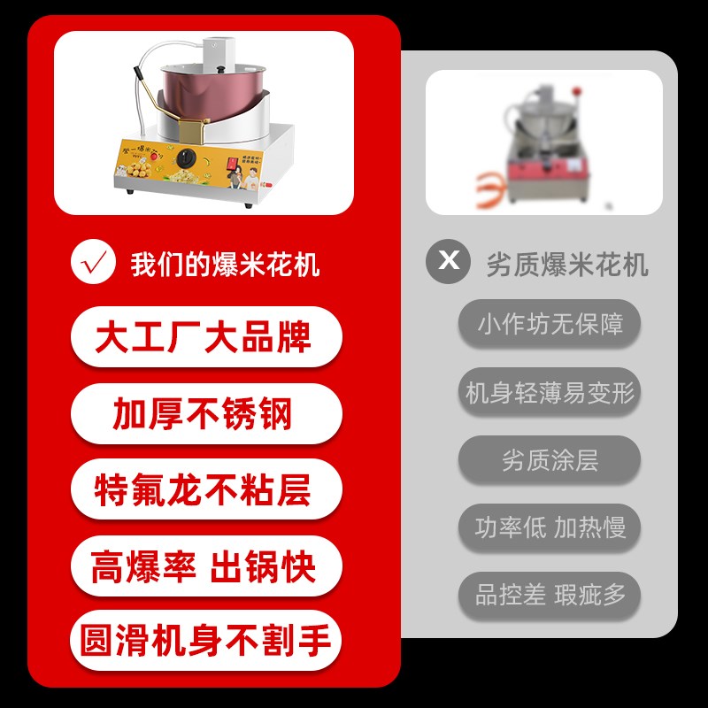 爆米花机燃气台式商用摆摊用电动手摇球形蝶形炸爆米花锅机器