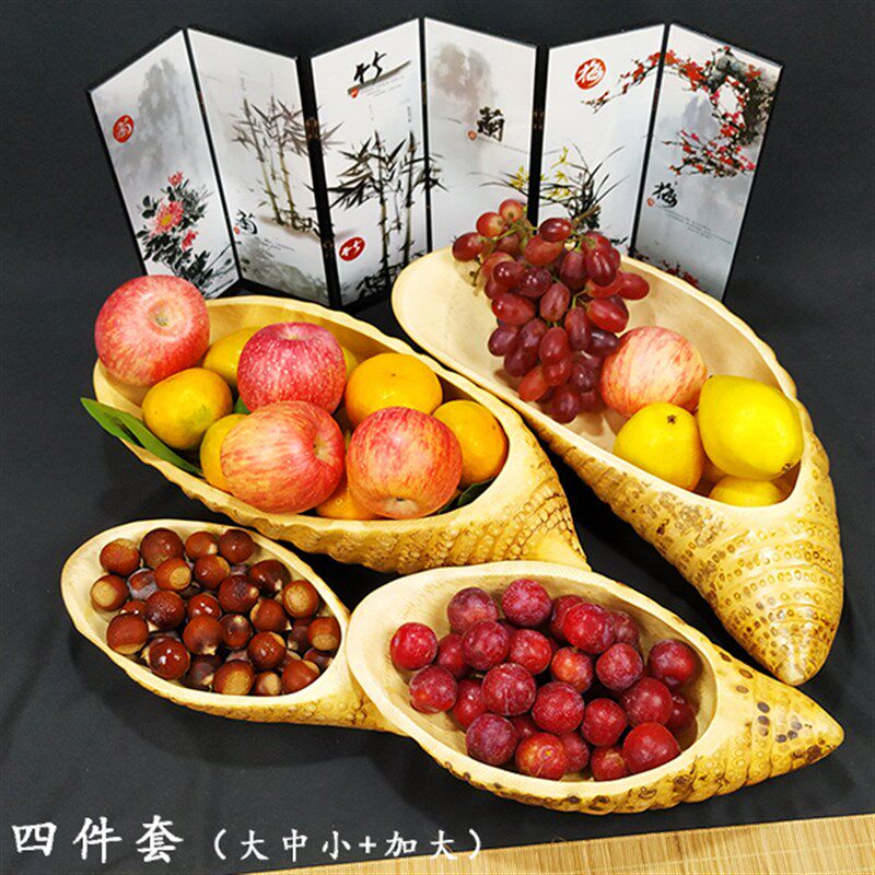 竹根水果盘竹制品茶具超大根雕中号点心盘酒店餐具竹头竹器工艺品