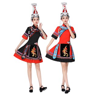 畲族套装女婚嫁少数民族渐变服装夏季衣服2023新款彝族舞蹈演出服