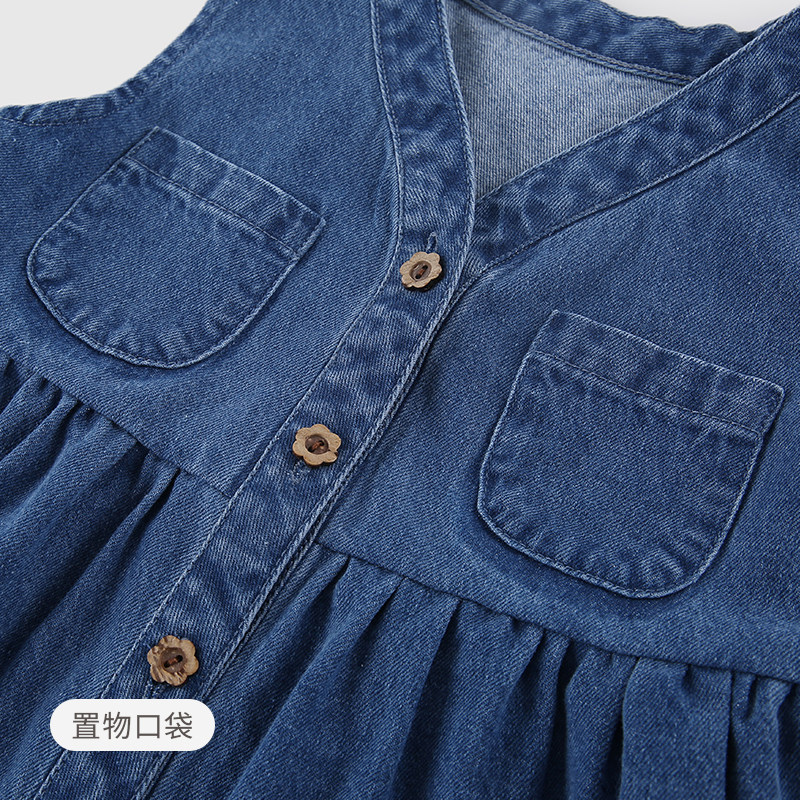 女童背心连衣裙2022新款小女孩春秋款儿童春装牛仔裙宝宝裙子春款