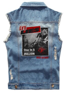Guns N Roses枪花乐队玫瑰与枪花摇滚无袖牛仔背心马甲牛仔衫