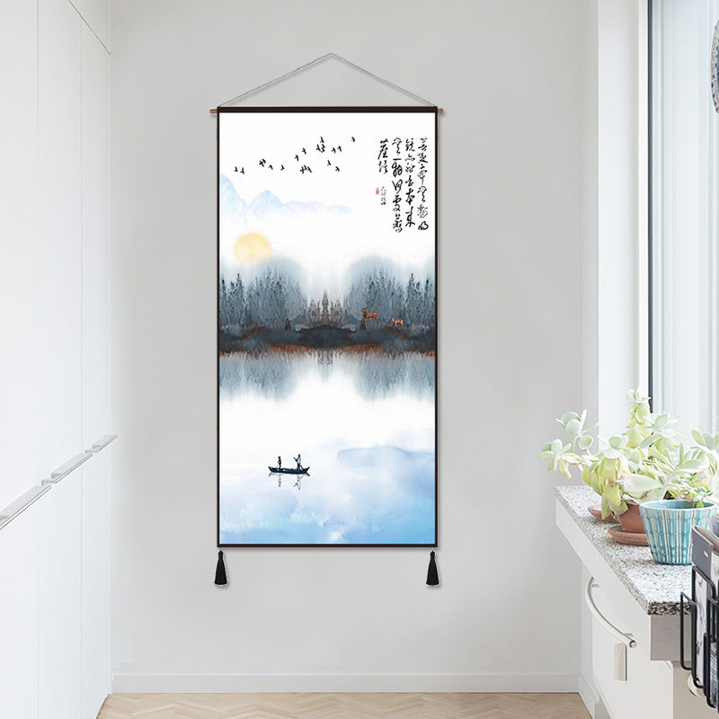 客厅装饰布画挂毯中国风挂毯中式挂毯装饰画客厅布艺挂画玄关挂毯