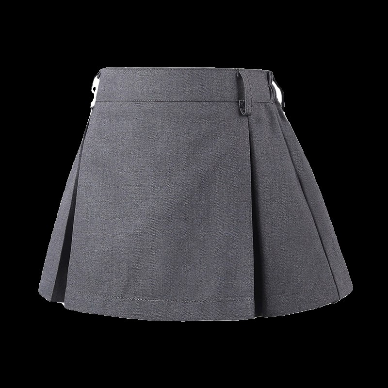 女童半身裙学院风灰色短裙子2025春秋小女孩包臀裙高腰西装A字裙
