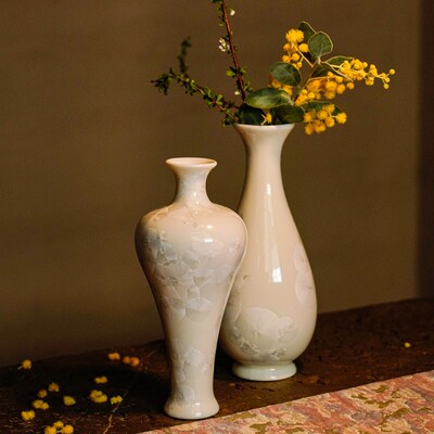 新中式景德镇结晶釉陶瓷小花瓶客厅桌面插花摆设玄关装饰花器摆件