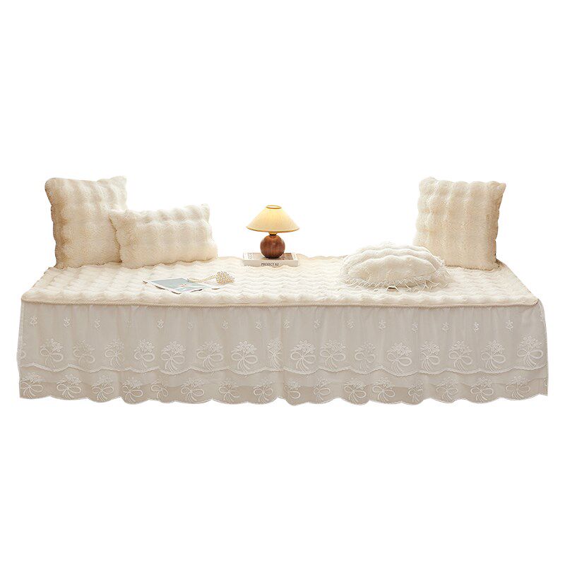 蕾丝公主风飘窗垫窗台垫轻奢高级感加厚防滑兔毛绒阳台垫毯子定制