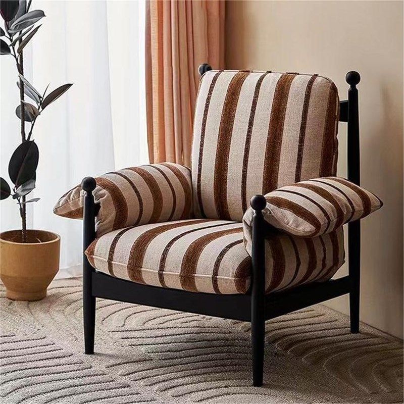 椿禾赤乌椅法式复古实木休闲椅客厅单人沙发阳台懒人椅中古风单椅