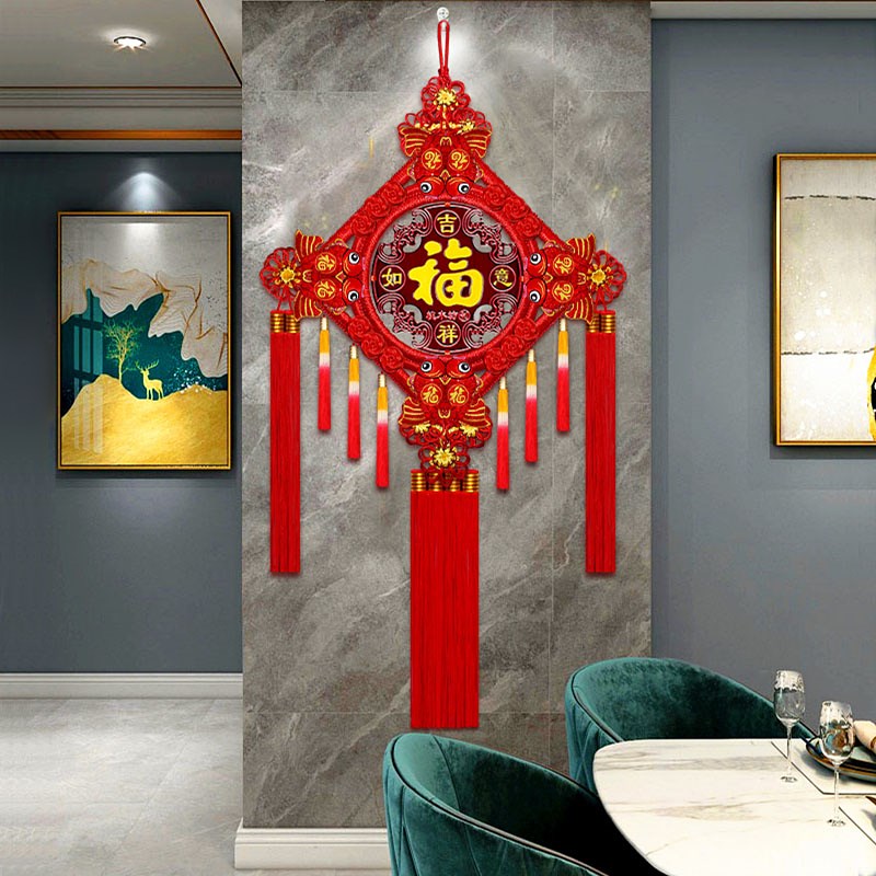 桃木中国结客厅挂件大号福字中国节玄关乔迁平安结家居装饰小挂件