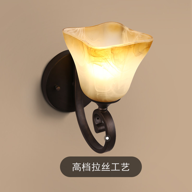 美式壁灯复古 背景墙床头灯 阳台灯具双头 美式乡村仿古铁艺壁灯
