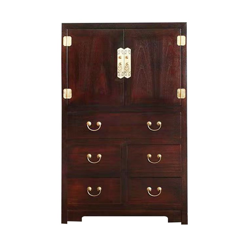 实木五斗两门柜中式古典收纳柜客厅储物多功能柜香樟木五斗橱