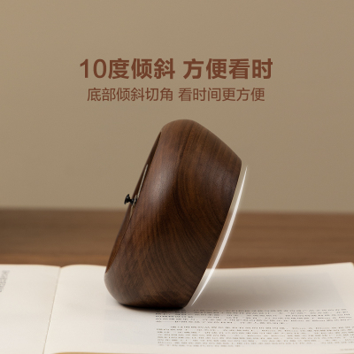 者纳里 黑胡桃木桌面小时钟摆件高颜值卧室牀头静音实木台式座钟