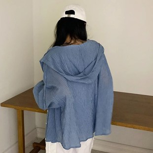 格子襯衫 韓國chic早秋復古百搭單排扣寬松休閑小個子連帽式 外套女
