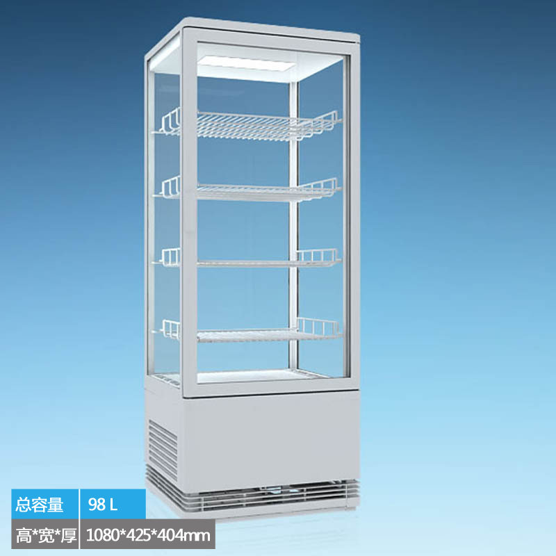 98L 四面透明玻璃冷藏展示柜单门/双门立式冷藏柜台式风冷柜 包邮
