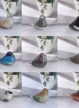 创意小饰品家居桌面汽车摆件书架装饰镇纸玻璃琉璃小鸟生日礼物