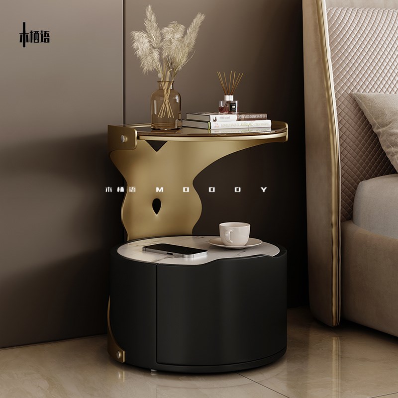 艺术床头柜创意边几别墅高级感设计师新款陪伴轻奢客厅卧室床边柜