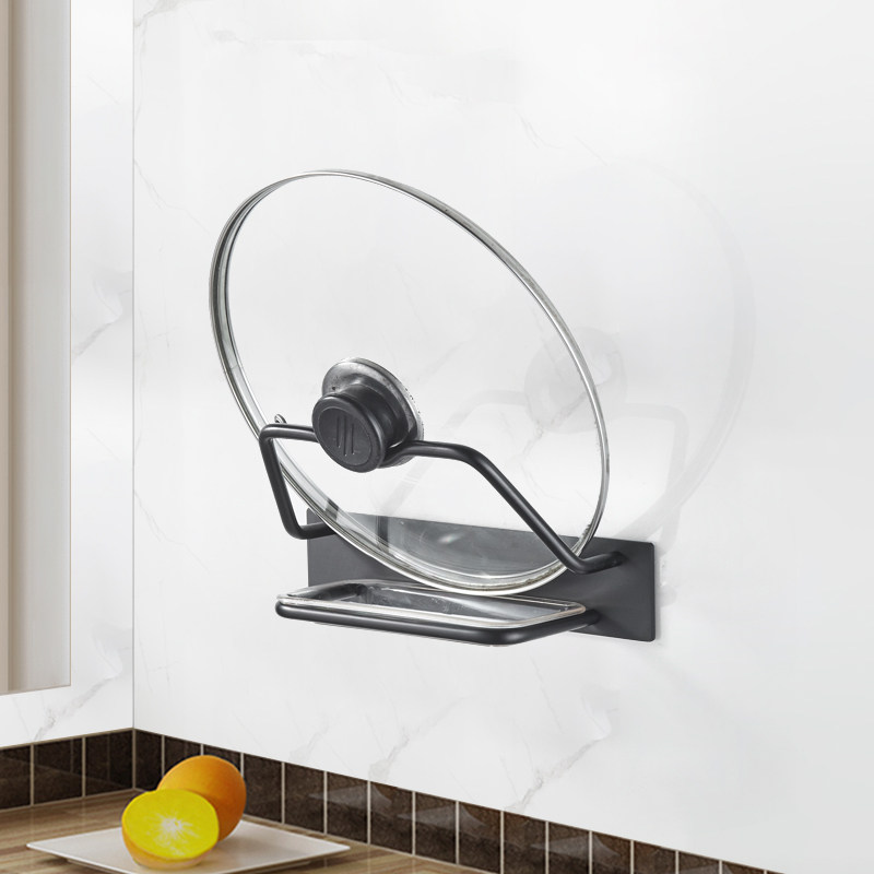 免打孔锅盖架带接水盒厨房置物架砧板架放菜板的架子壁挂式收纳架