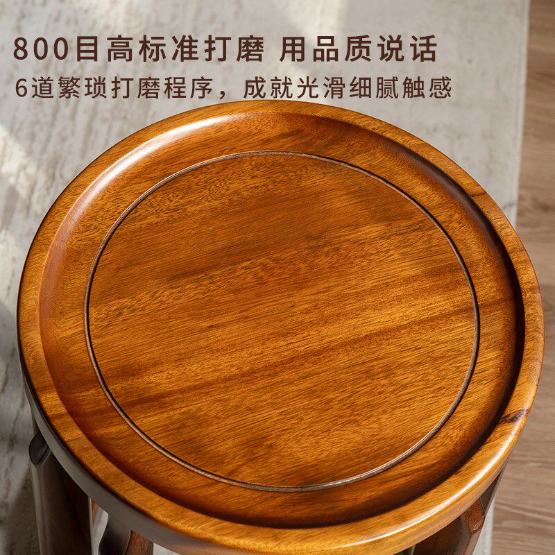 新中式乌金木实木鼓凳圆凳茶凳矮墩坐墩家用餐桌古筝凳琴凳子板凳