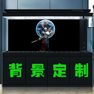 鱼缸背景贴纸高清图3D立体背景画龙鱼水族箱造景悟空齐天大圣