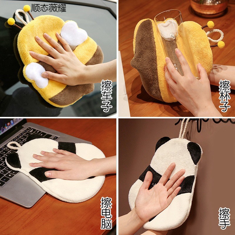 洗手擦手毛巾吸水不掉毛卫生间擦手巾挂式可爱儿童宝宝卡通抹手布