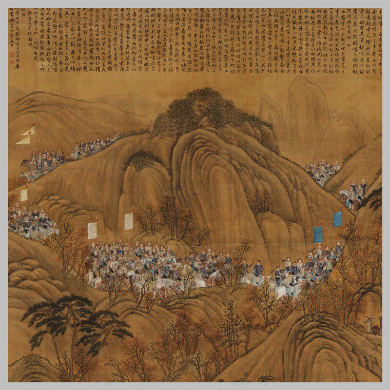 郎世宁哨鹿图高清复制国画 古风山水人物艺术微喷装饰画 无框宣纸