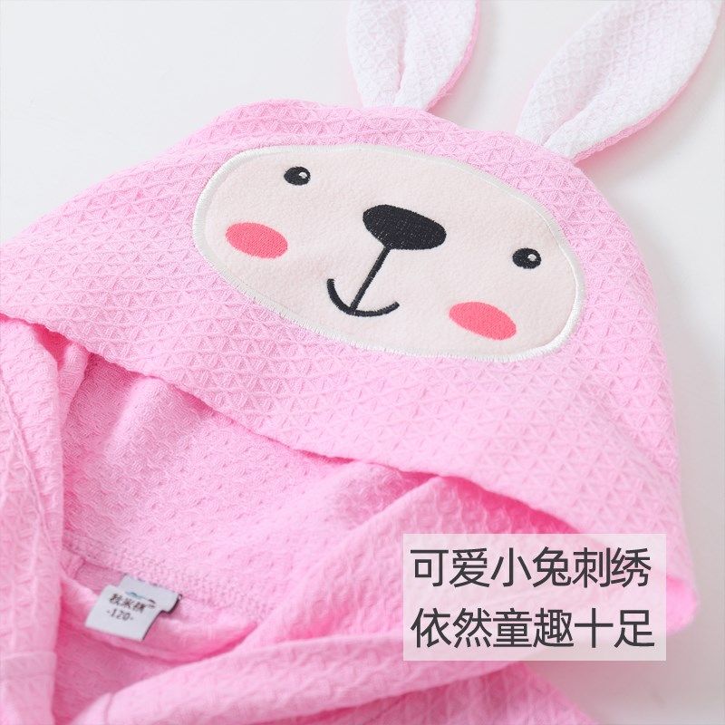 春夏男童纯棉浴袍儿童吸水全棉浴衣宝宝温泉酒店浴巾女童加扣睡袍