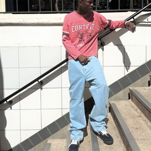 STRIPE 直筒牛仔裤 BAGGY JEANS Corteiz 浅蓝色长裤 休闲风男女款