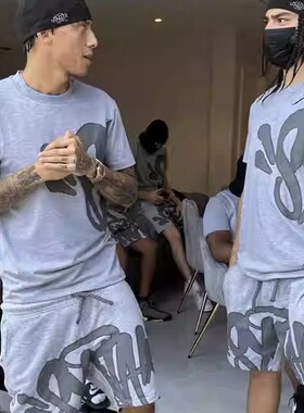 Synaworld  夏季短袖套装透气运动欧美明星Central时尚嘻哈街头