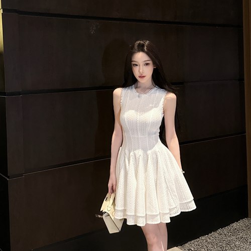 YOUENBB【天鹅湖】古典优雅重工清冷气质镂空白色轻奢设计连衣裙