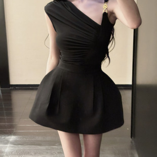 复古黑色花苞半身裙小众设计高级感短裙 法式 YOUENBB 南法假日